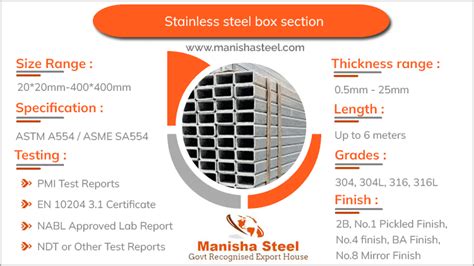 stainless steel box section prices|stainless steel box size chart.